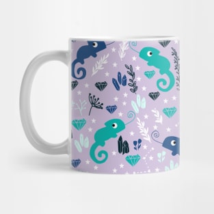 Cute Chameleon on Purple Background Mug